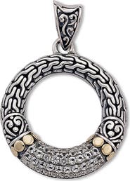 SAMUEL B. Semiprecious Stone Two-Tone Engraved Circle Pendant