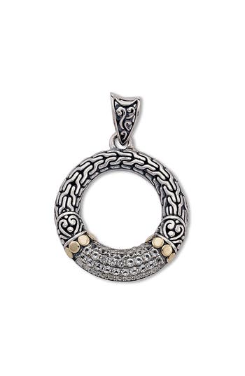 Samuel B. 18k & Silver 0.65 Ct. Tw. White Topaz Open Circle Pendant In White
