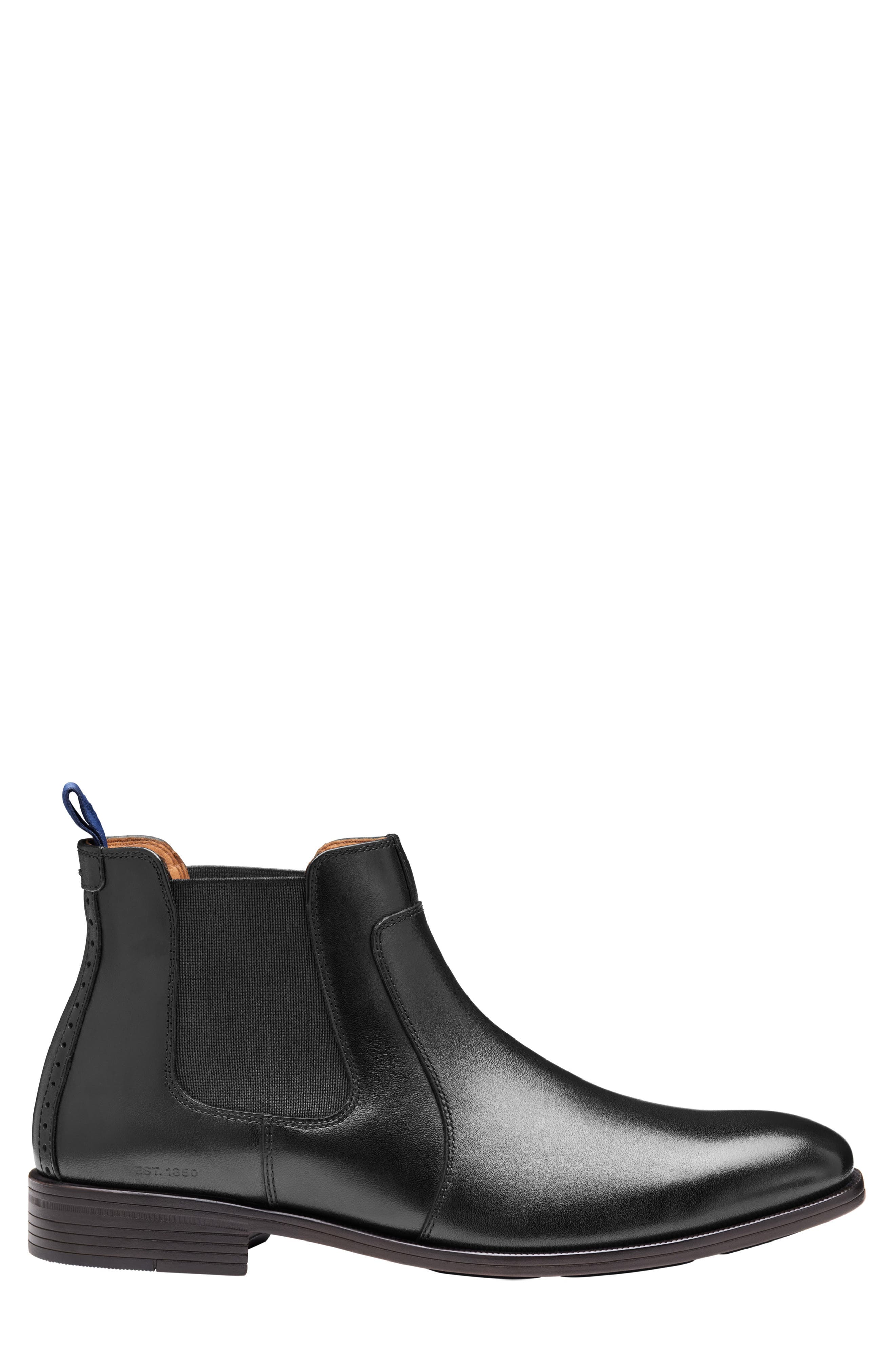 Johnston & Murphy Reeve Chelsea Boot, Alternate, color, Black Full Grain