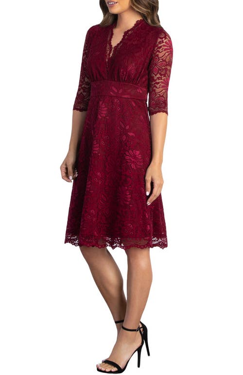 Kiyonna Mademoiselle A-line Lace Cocktail Dress In Pinot Noir