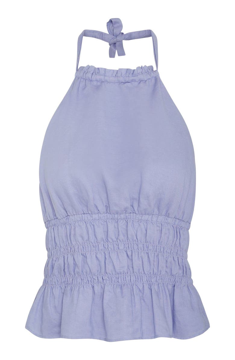 Onia Air Linen Smocked Halter Top, Alternate, color, Periwinkle