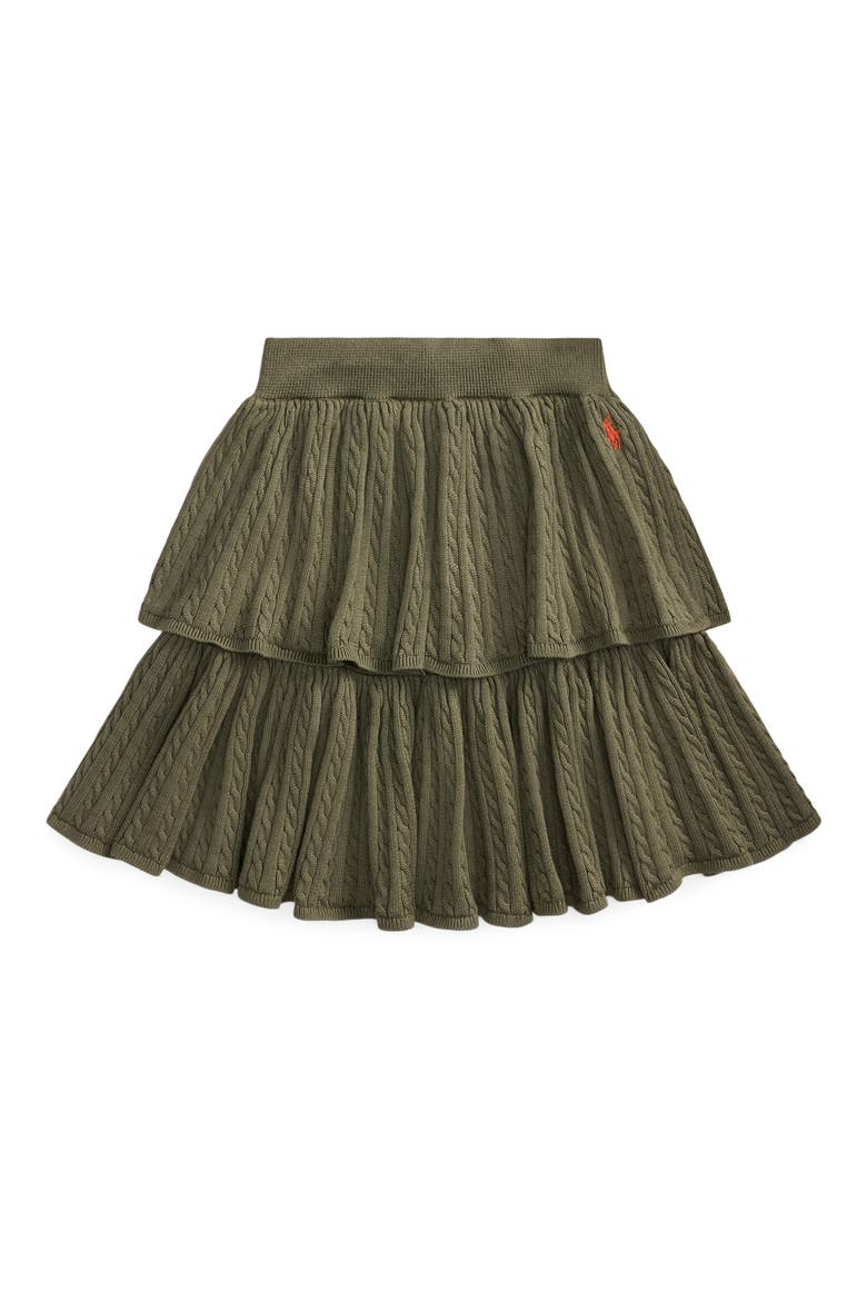 Kids' Cable Knit Tiered Skirt, Main, color, GREEN