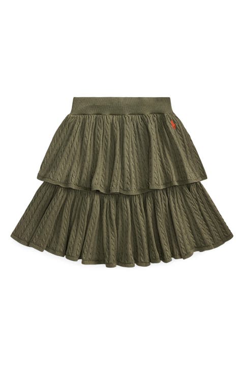 Kids' Cable Knit Tiered Skirt