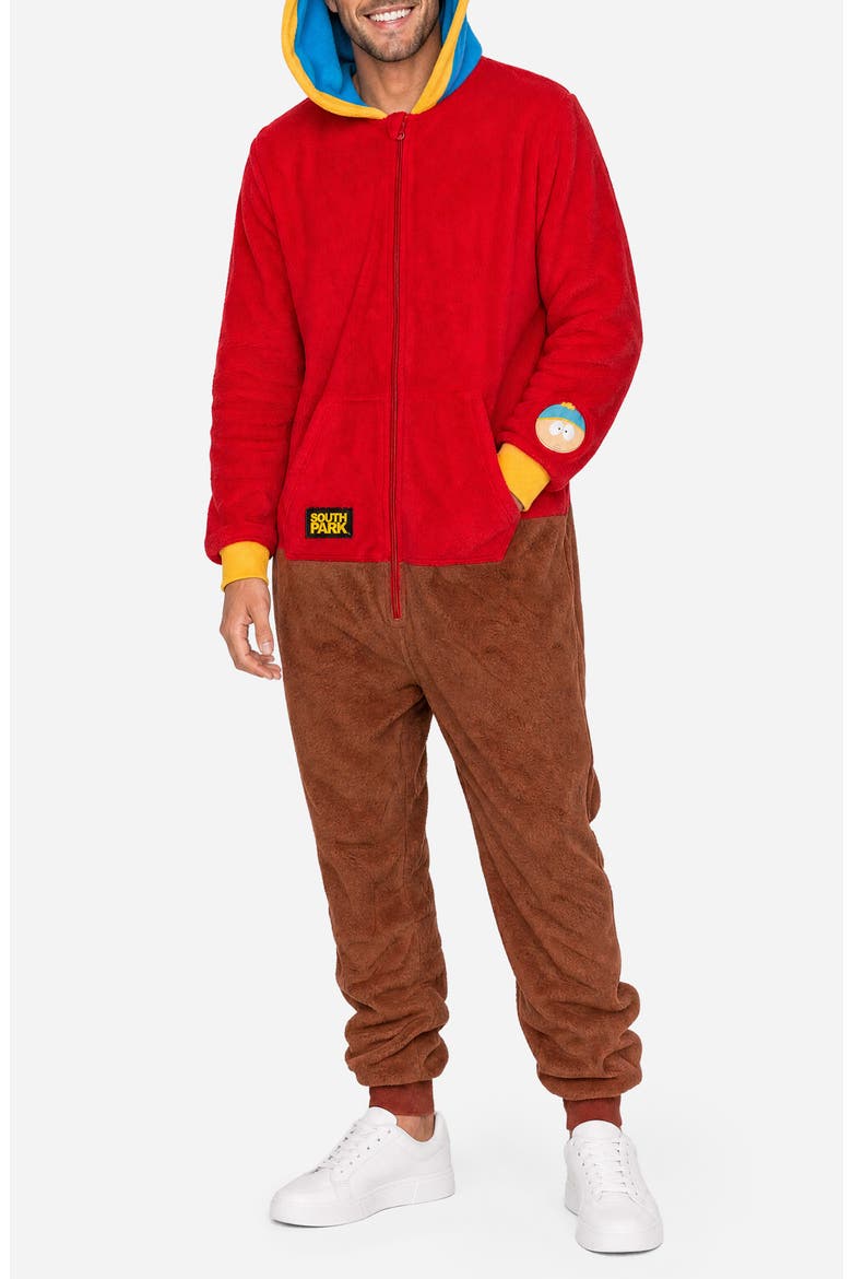 South Park Cartman Fleece Hooded Jumpsuit, Main, color, RED