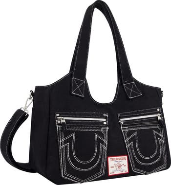 Horseshoe Stitched Denim Shoulder Bag