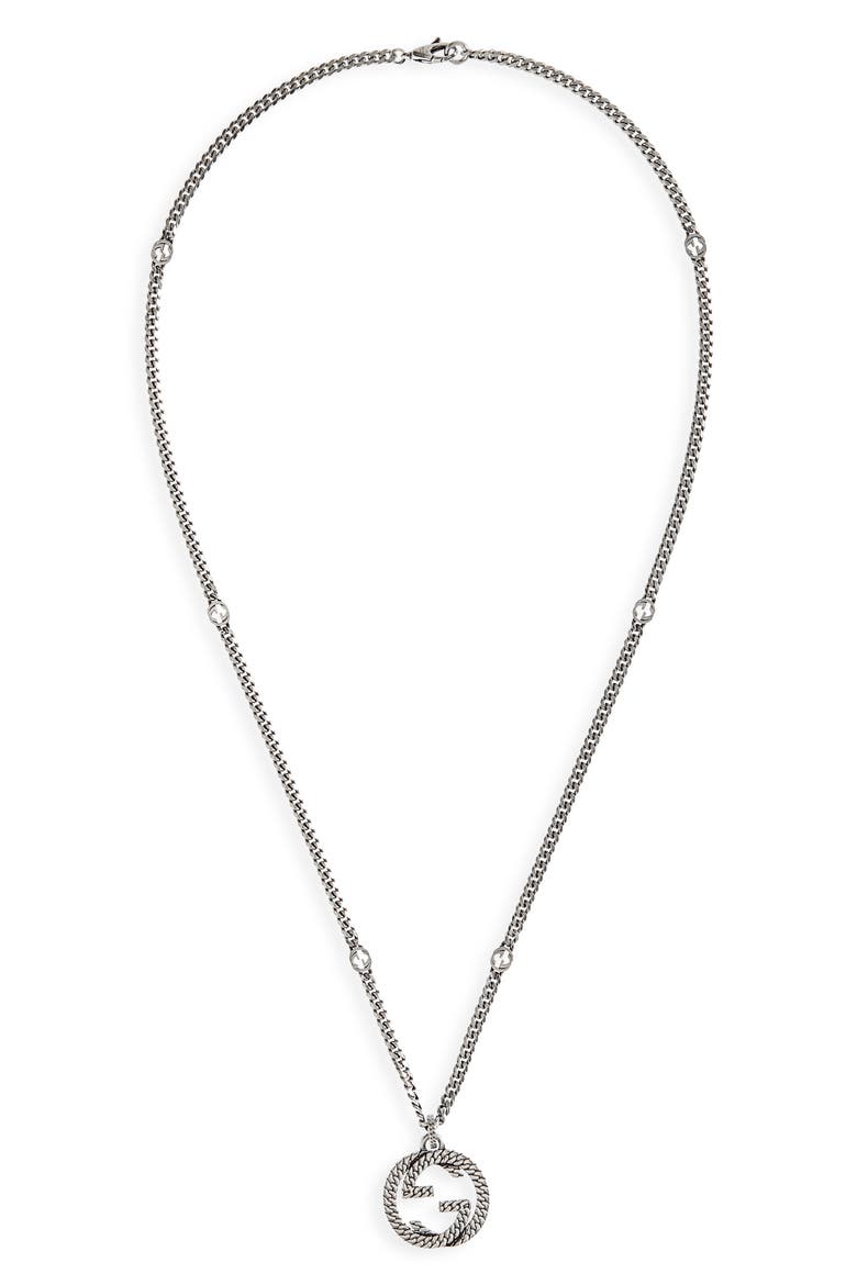 Interlocking GG Sterling Silver Necklace, Main, color, SILVER