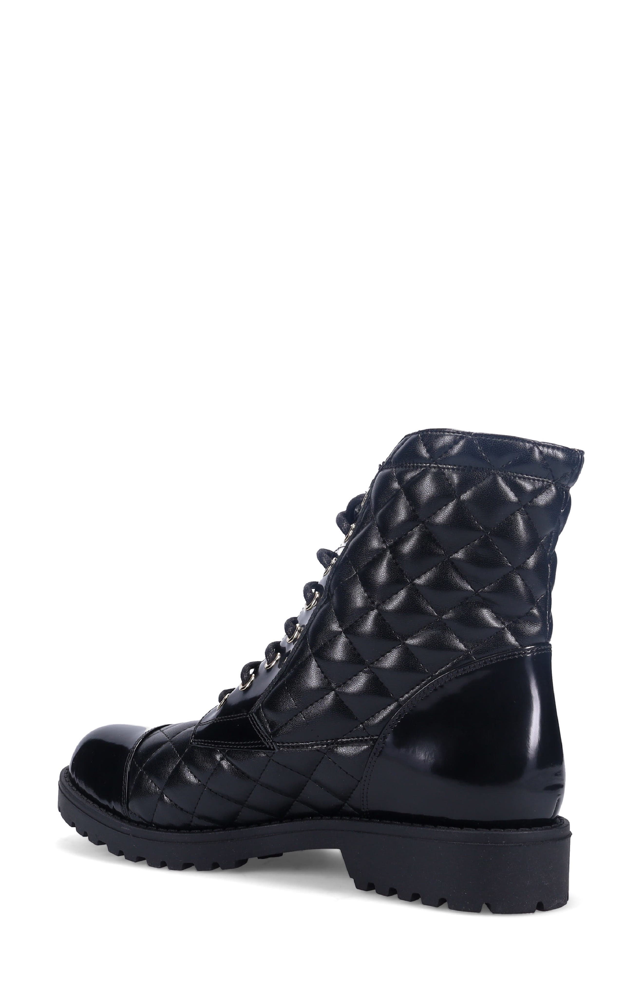 Tiffin Waterproof Quilted Leather Combat Boot, Alternate, color, ONYX