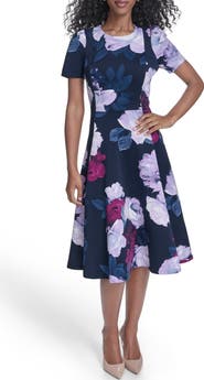 Calvin Klein Floral Fit & Flare Midi Dress