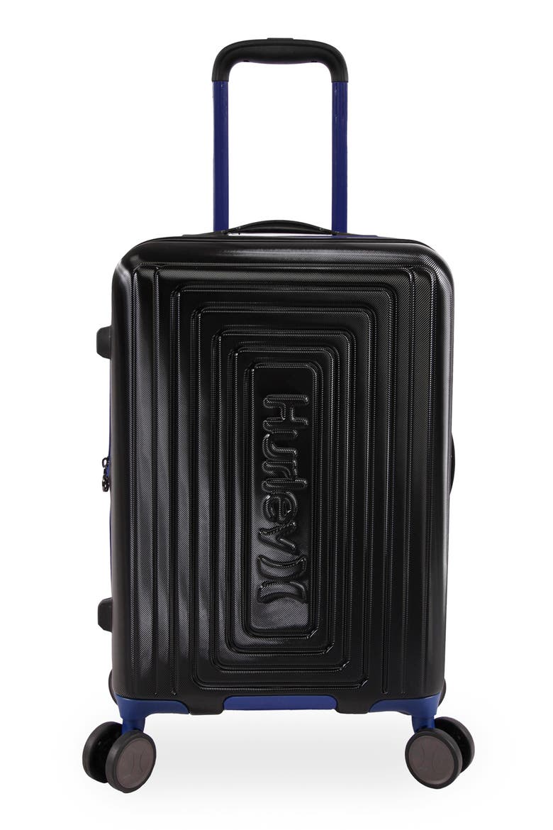 Suki 21" Hardshell Spinner Suitcase, Main, color, BLACK/ BLUE