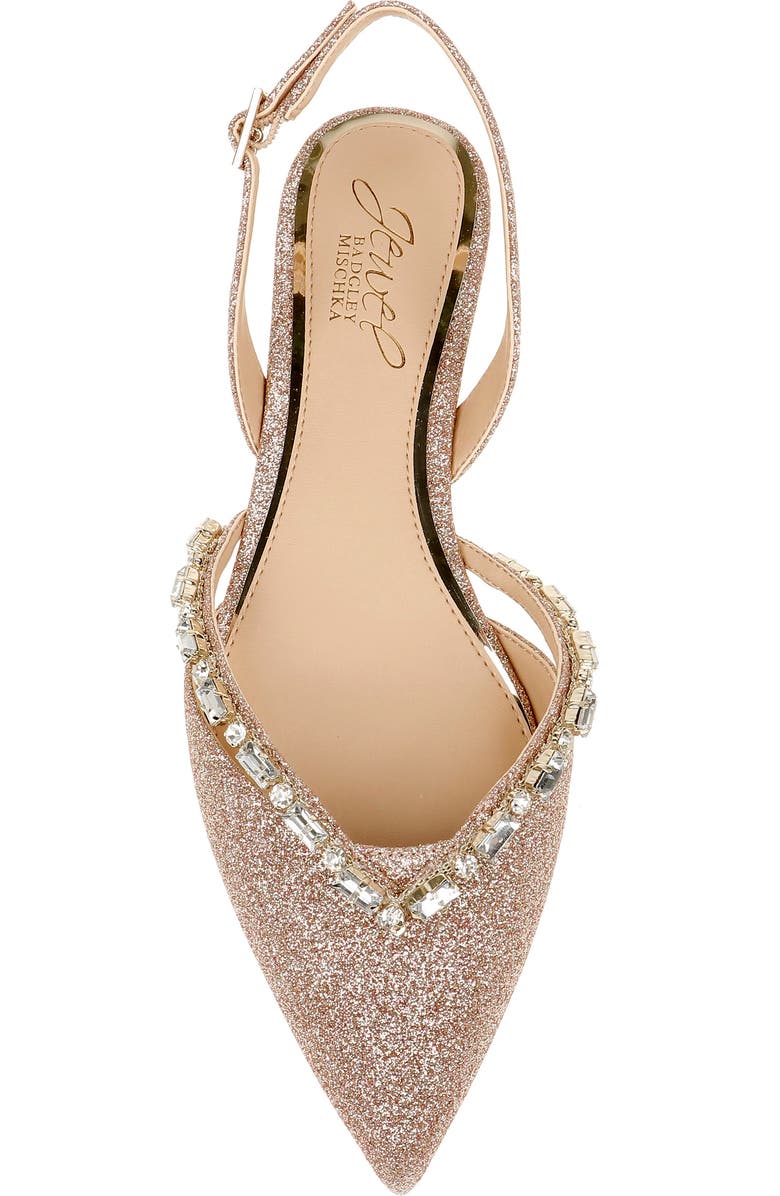 Jewel Badgley Mischka Camden Pointed Toe Slingback Flat, Alternate, color, Rose Gold