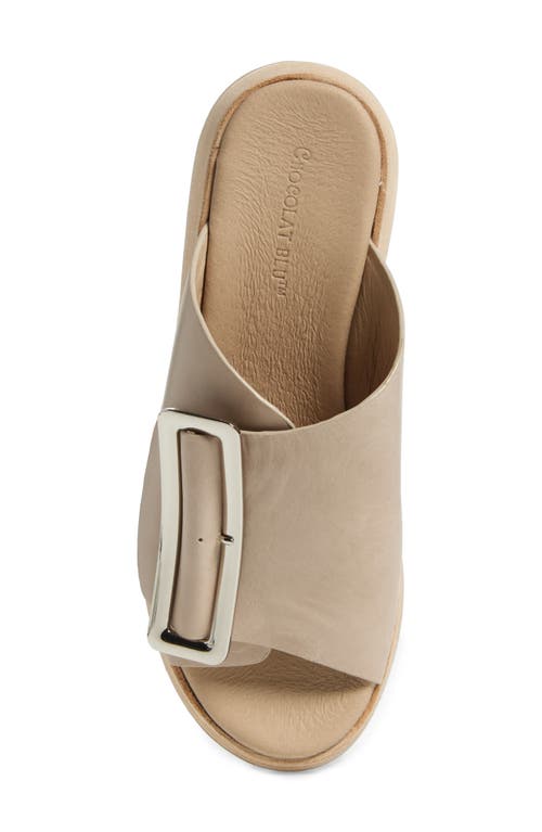 Chocolat Blu Ela Platform Wedge Slide Sandal In White Sand Leather
