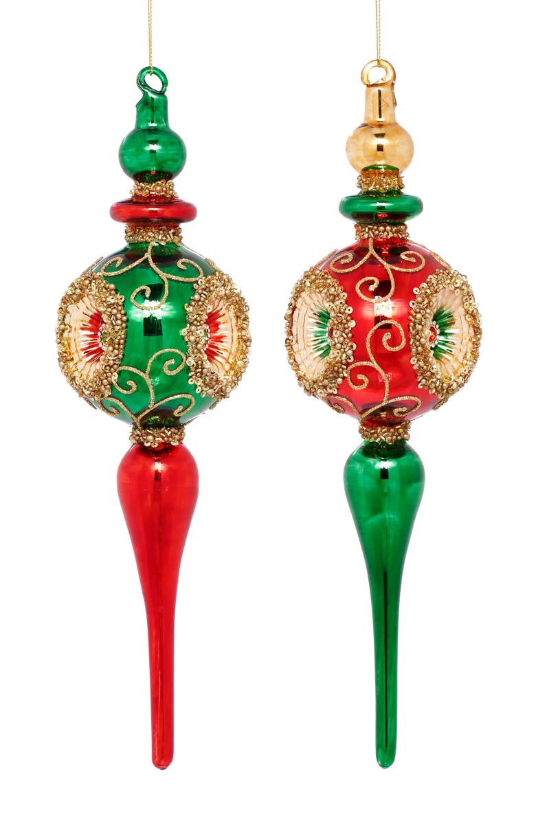 Mark Roberts Christmas Swirl Finial Ornament, Set of 6, Main, color, Green