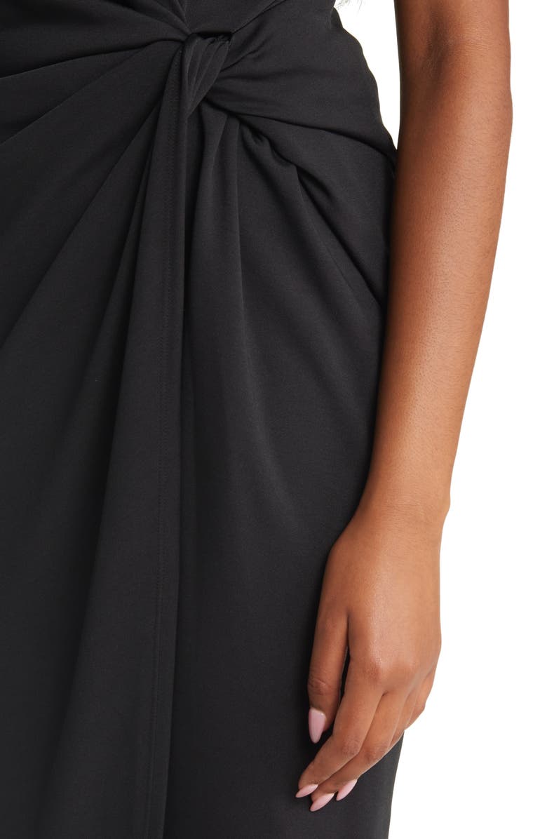 Tahari ASL Twist Side V-neck Sheath Dress, Alternate, color, Black