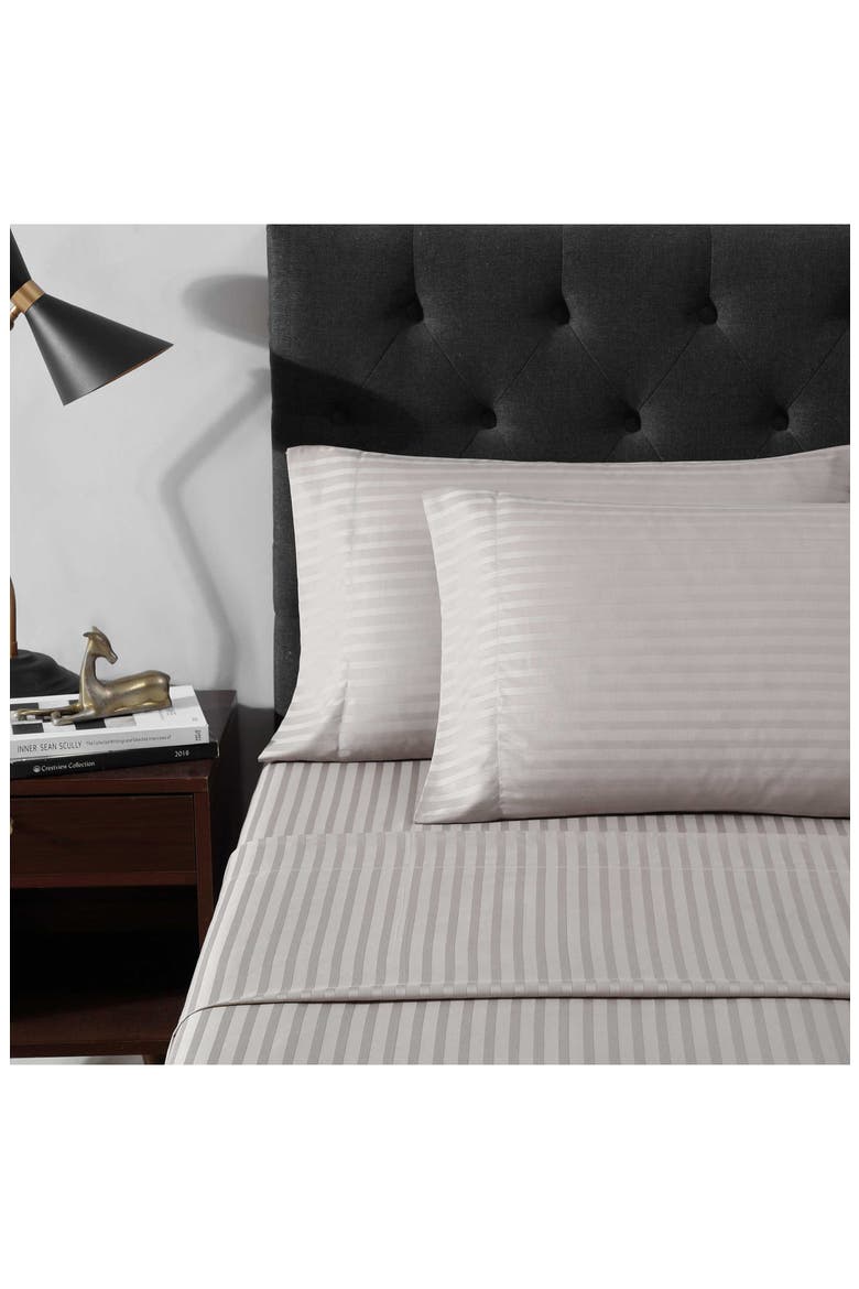Dobby Stripe Sheet Set, Alternate, color, FRENCH CLAY