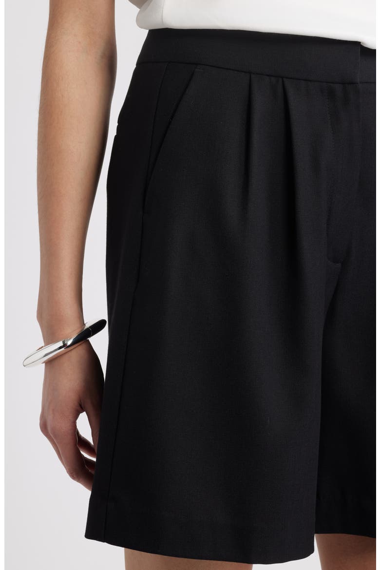 Pleat Front Trouser Shorts, Alternate, color, BLACK