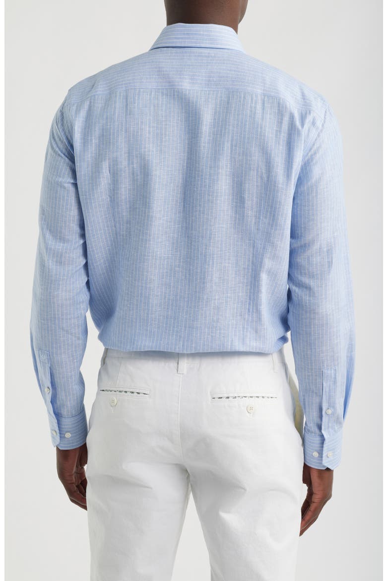 Hank Slim Fit Plaid Linen & Cotton Shirt, Alternate, color, LIGHT/ PASTEL BLUE