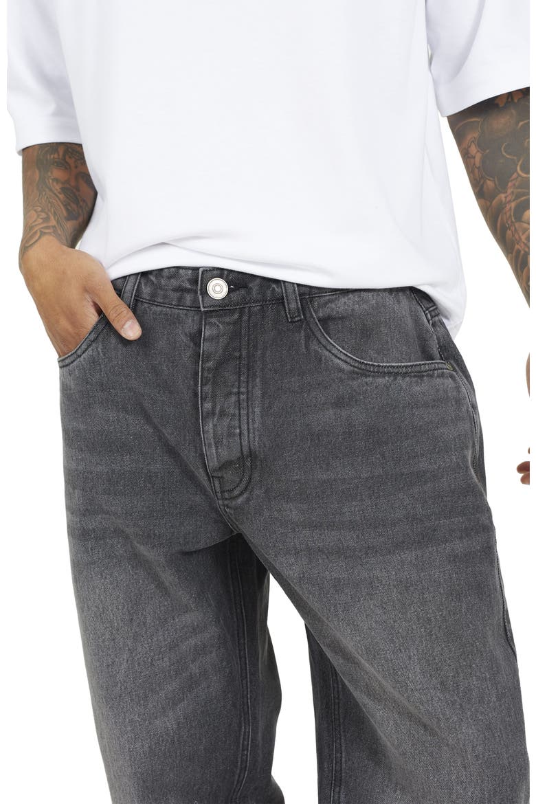 Wide Fit Split Hem Long Denim Jeans, Alternate, color, Charcoal