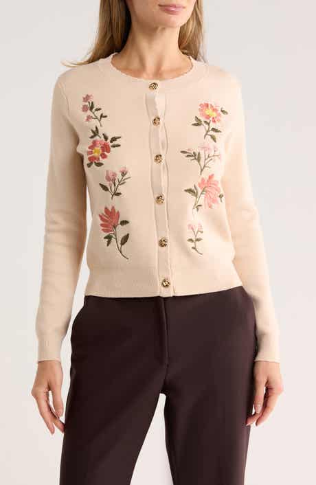 T Tahari Embroidered Cardigan