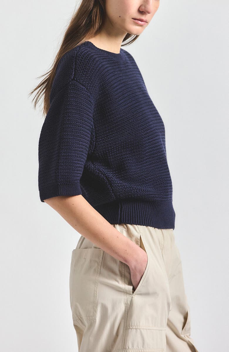 Derek Lam 10 Crosby Madison Elbow Sleeve Sweater, Alternate, color, Navy