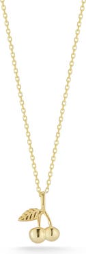 GLAZE JEWELRY 14K Yellow Gold Vermeil Cherry Pendant Necklace