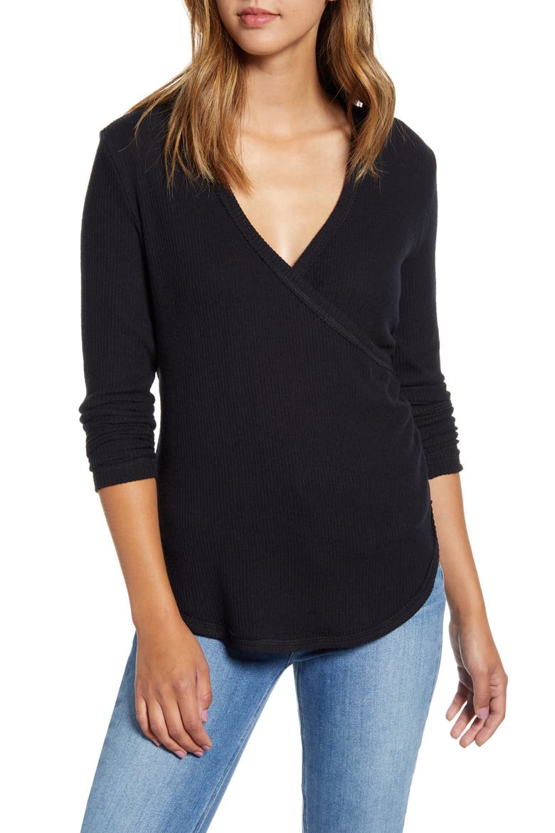 Rib Crossover Top, Main, color, BLACK
