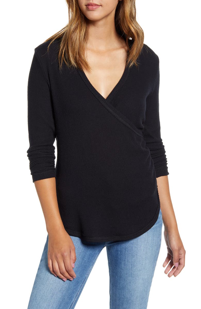 Caslon<sup>®</sup> Rib Crossover Top, Main, color, 