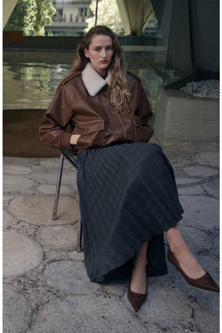 Check Pleated Maxi Skirt, Alternate, color, GREY