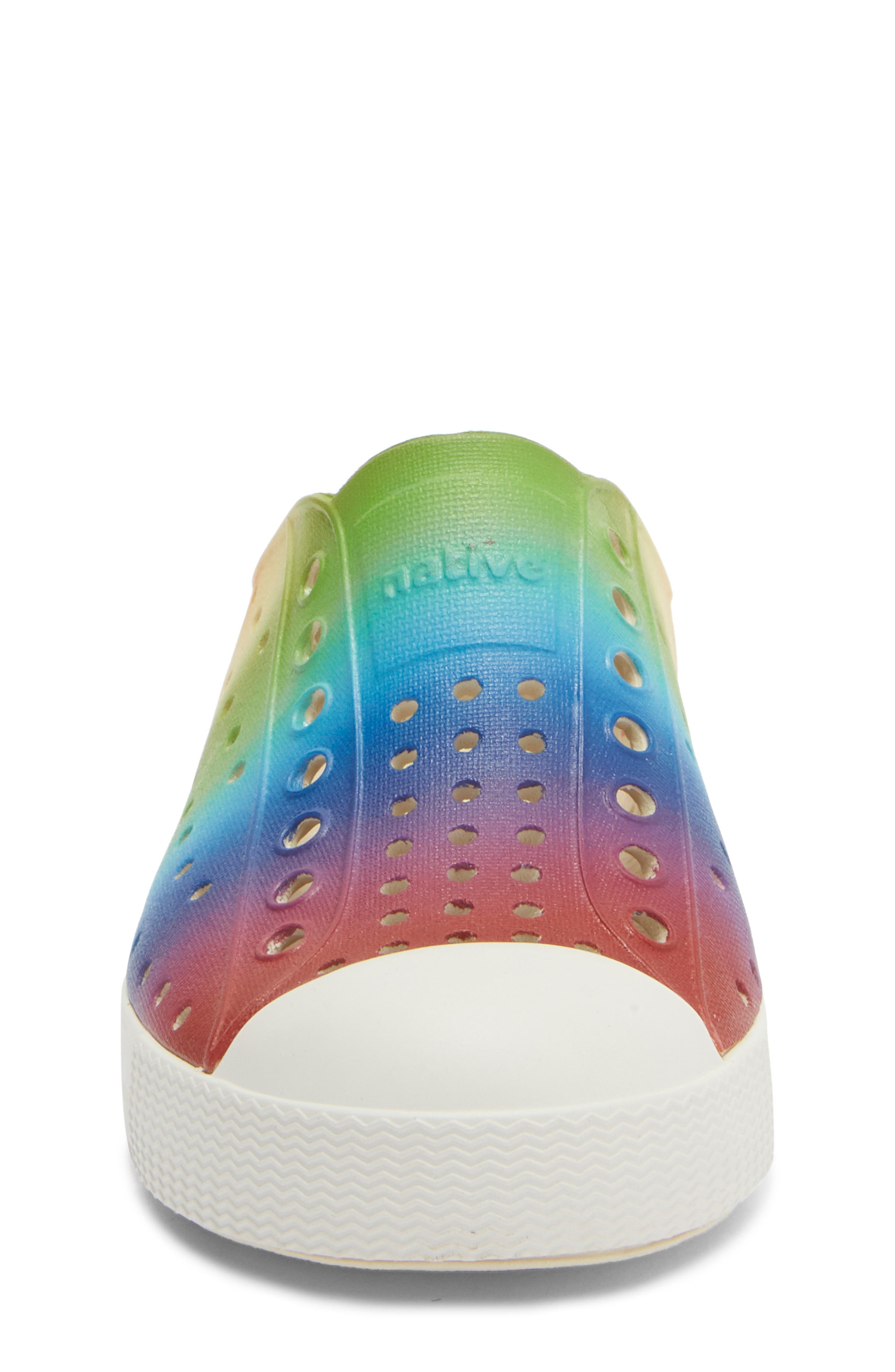 Native Shoes Jefferson Water Friendly Perforated Slip-On, Alternate, color, Shell White/ Rainbow Gradient