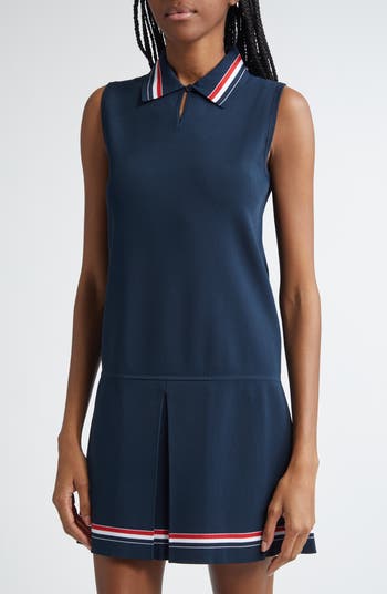 Thom Browne Pleated Skirt Sleeveless Polo Dress | Nordstrom