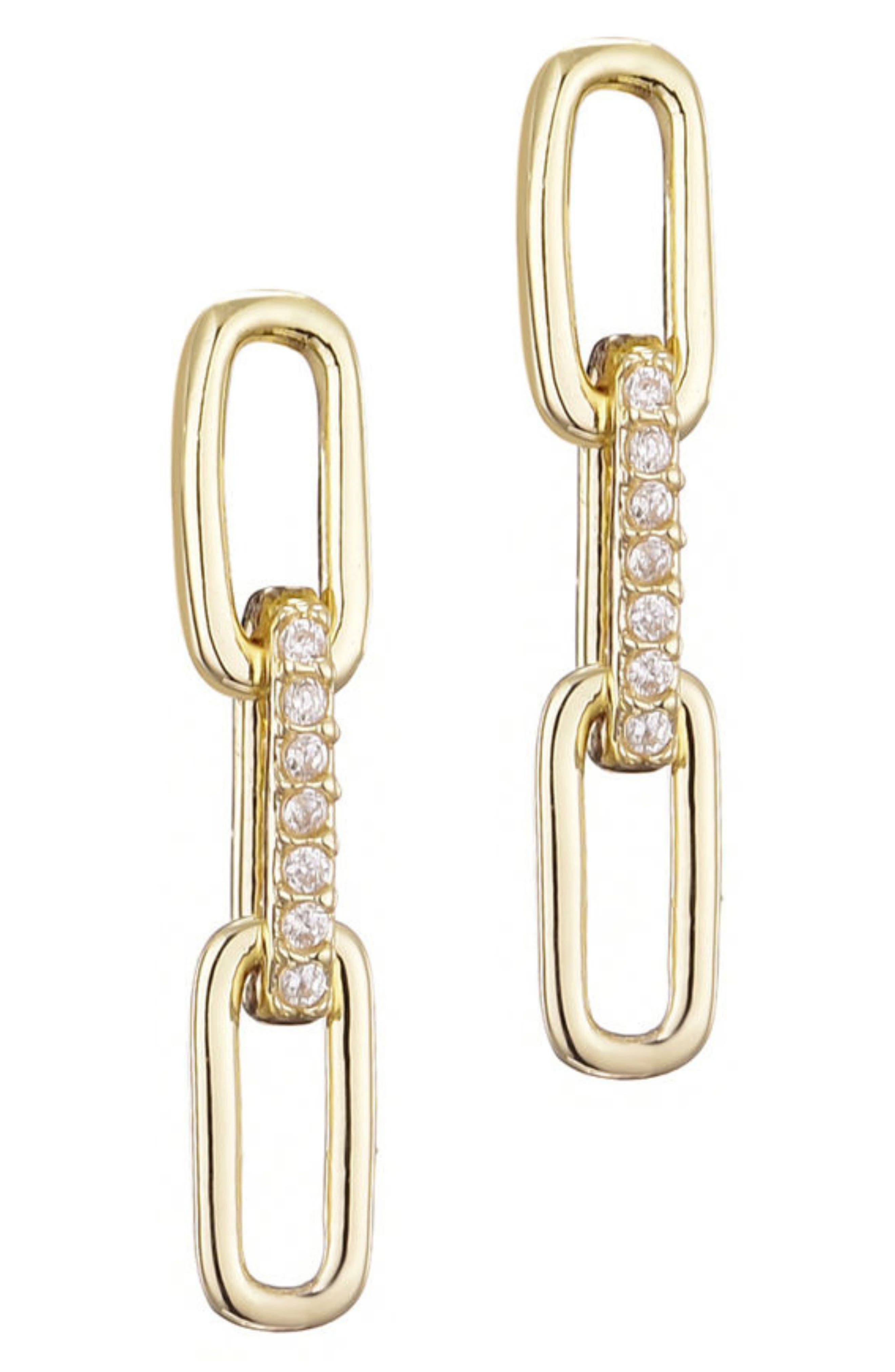 Adornia Cubic Zirconia Mini Paperclip Drop Earrings