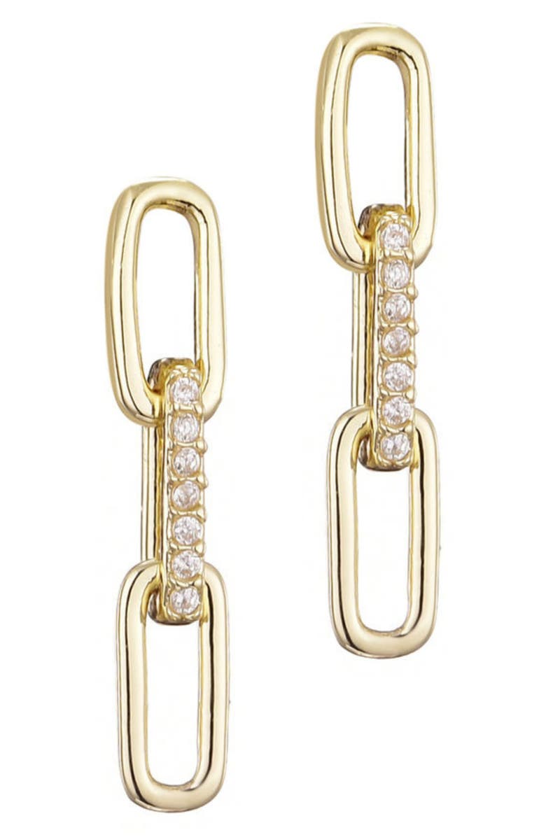 Adornia Cubic Zirconia Mini Paperclip Drop Earrings, Main, color, Gold
