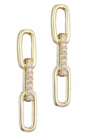 Cubic Zirconia Mini Paperclip Drop Earrings