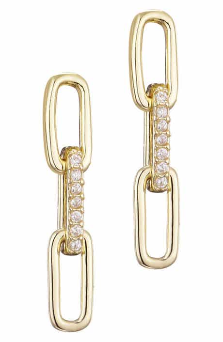 Adornia Cubic Zirconia Mini Paperclip Drop Earrings
