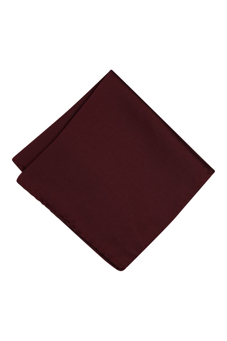Men's Solid Satin Pocket Square, Main, color, CABERNET