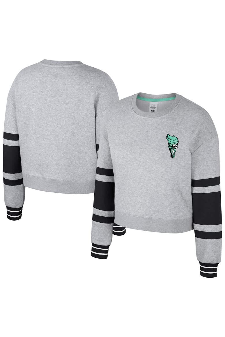 Unisex Stadium Essentials  Heather Gray New York Liberty Cropped Pullover Sweatshirt, Main, color, Heather Gray