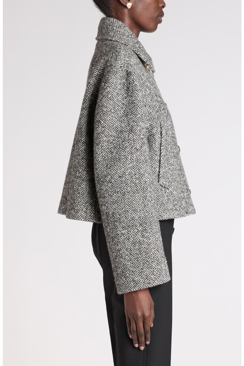 Chevron Virgin Wool Blend Jacket, Alternate, color, IVORY/ BLACK
