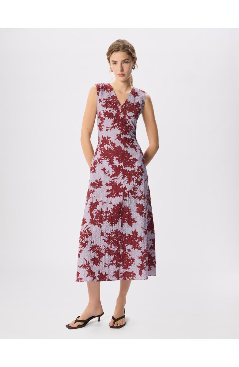Whistles Floral V-Neck Textured Dress, Main, color, Purple/Multi