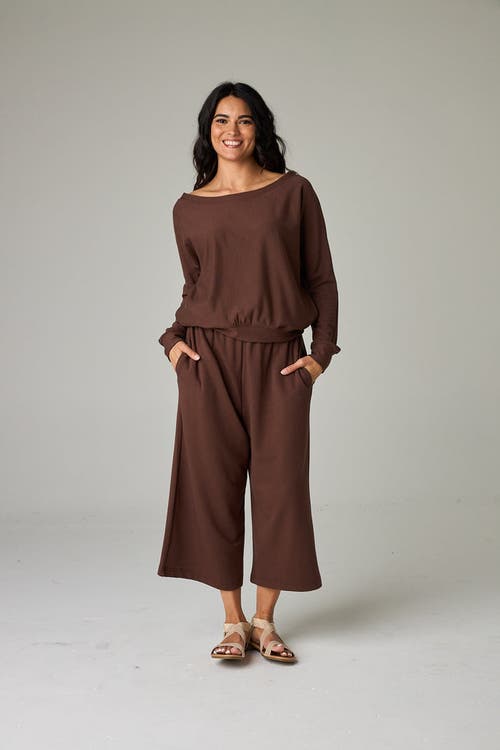 Eavolu Baikal Eco-luxe Fleece Crop Pant In Brown