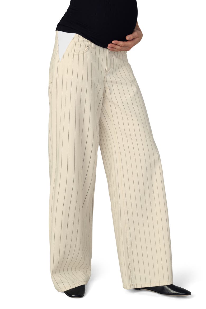 The Lou Lou Stripe Low Rise Wide Leg Maternity Jeans, Alternate, color, NATURAL STRIPE