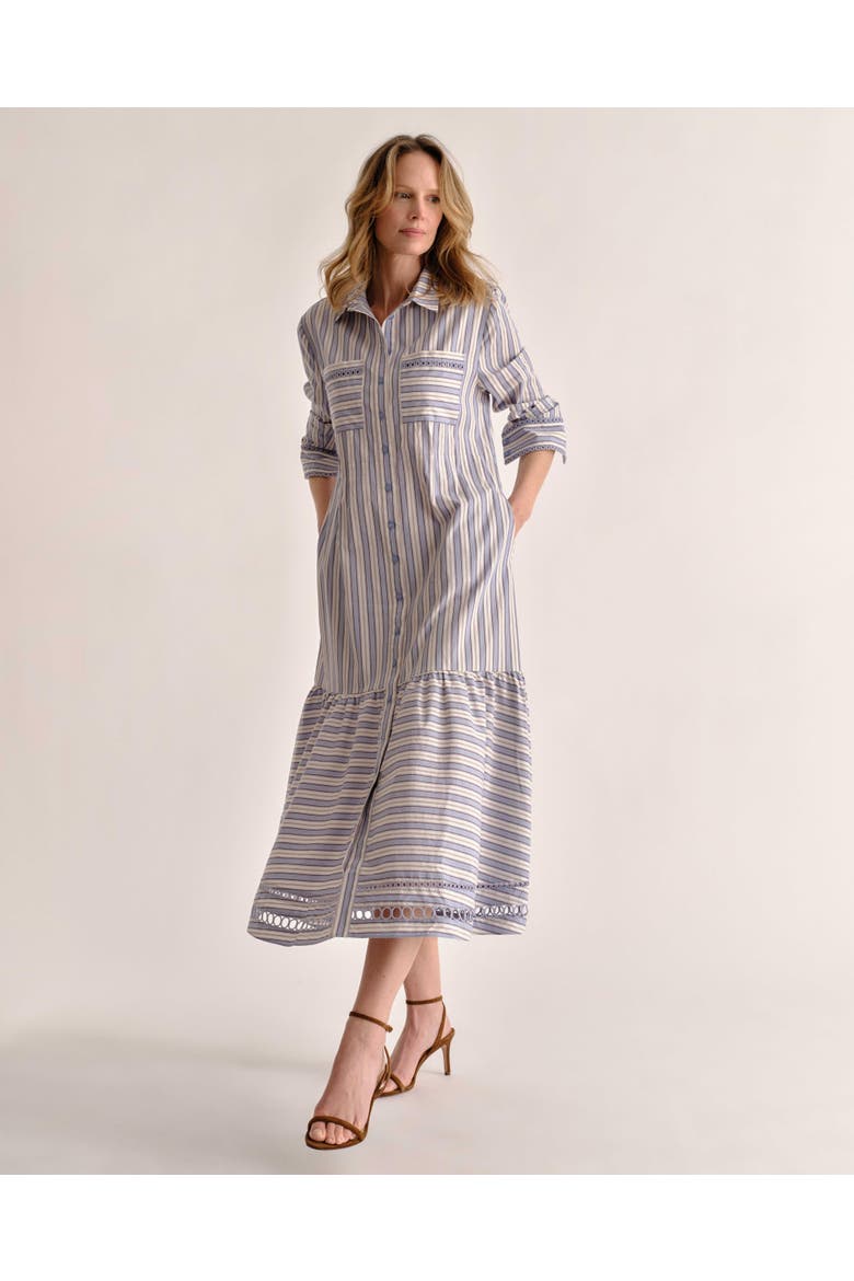 Celia Midi Shirtdress, Alternate, color, Pale Blue Stripe