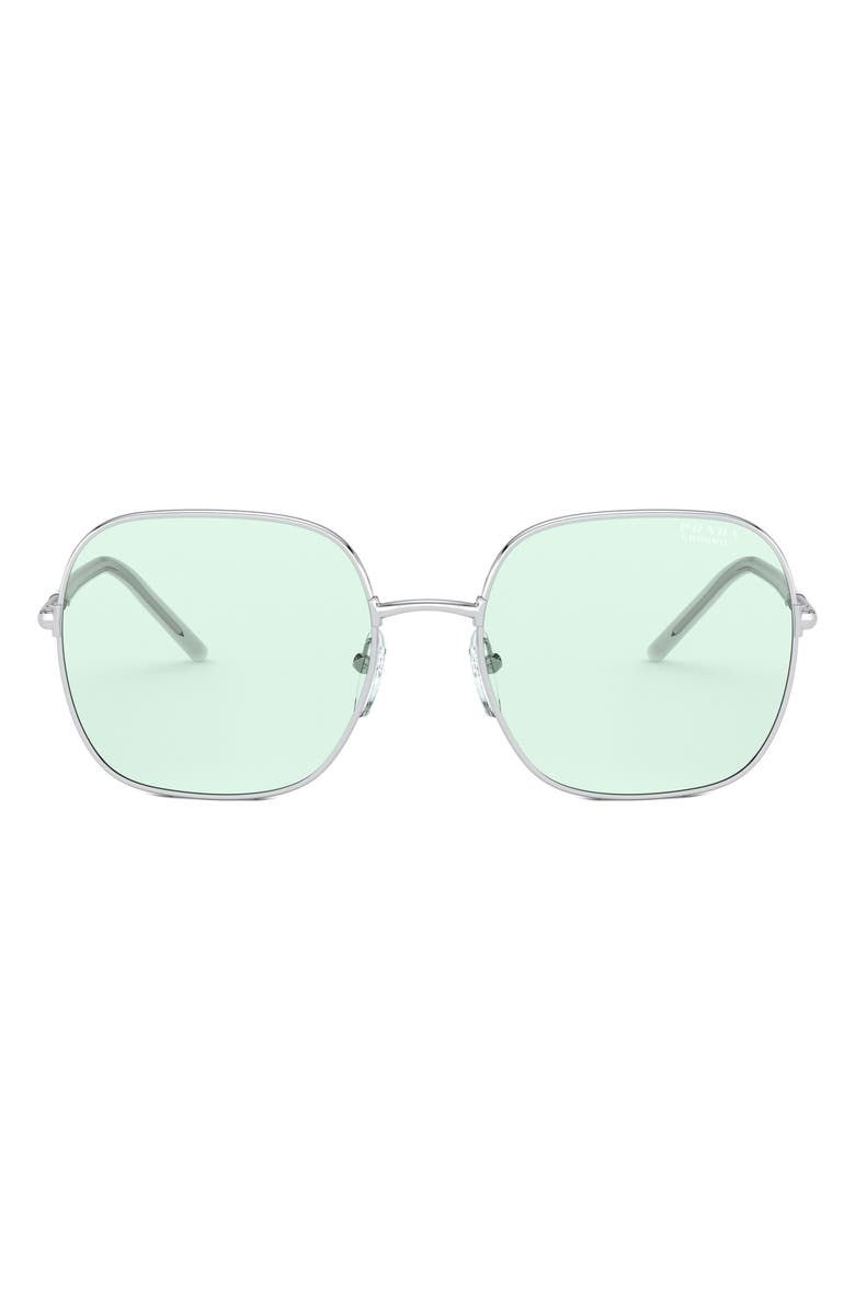 Prada 55mm Photochromic Polarized Round Sunglasses, Main, color,