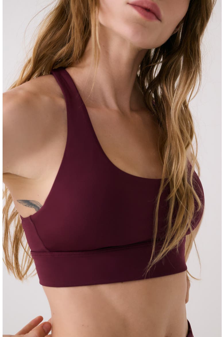 Action Strappy Sports Bra, Alternate, color, DARK CHERRY