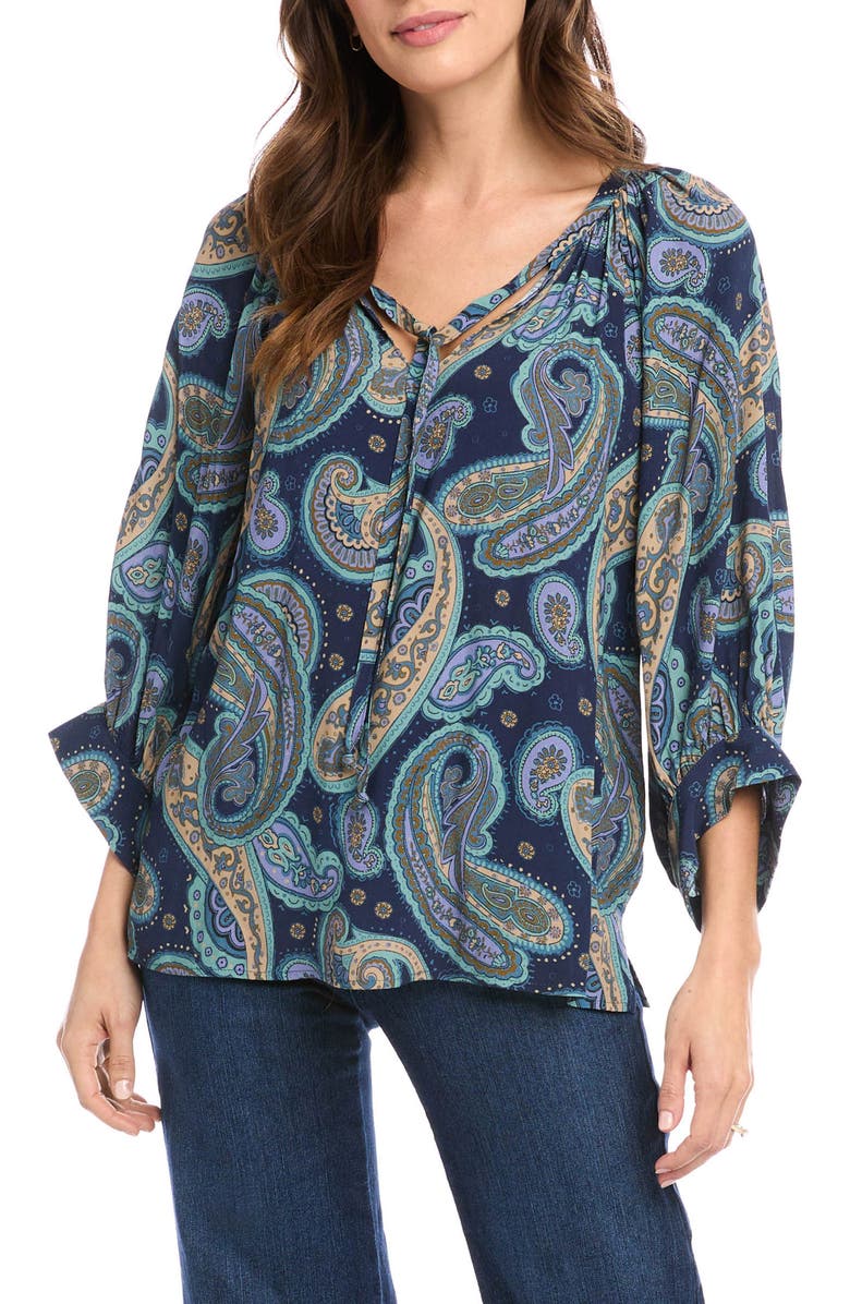 Karen Kane Paisley Blouson Sleeve Top, Main, color, Paisley