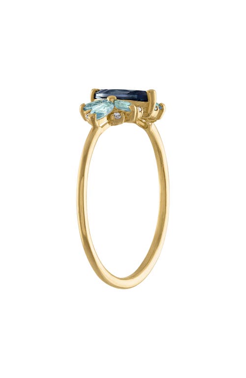 Fuzion Creations Diamond & Blue Topaz Ring In Yellow