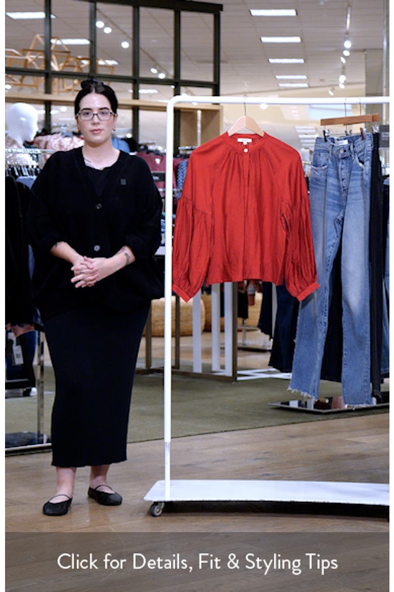 Shirred Balloon Sleeve Button-Up Top video