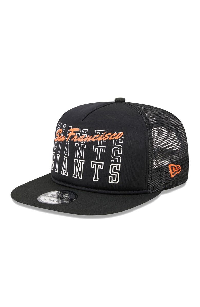 New Era Men's New Era Black San Francisco Giants Street Team A-Frame Trucker 9FIFTY Snapback Hat, Alternate, color, Black