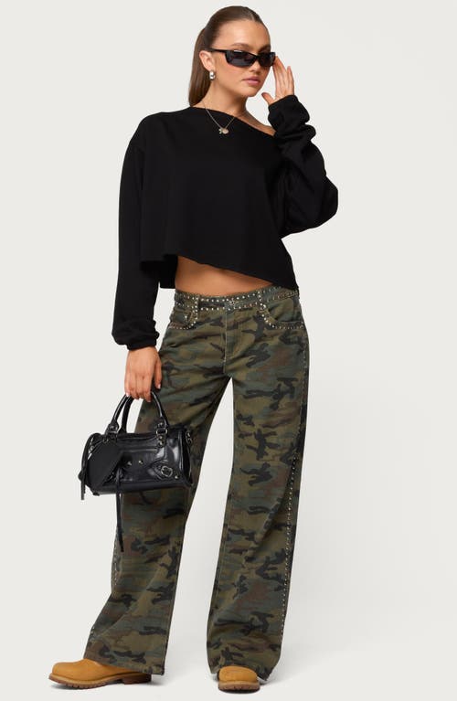 Edikted Aveline One-shoulder Sweatshirt In Black