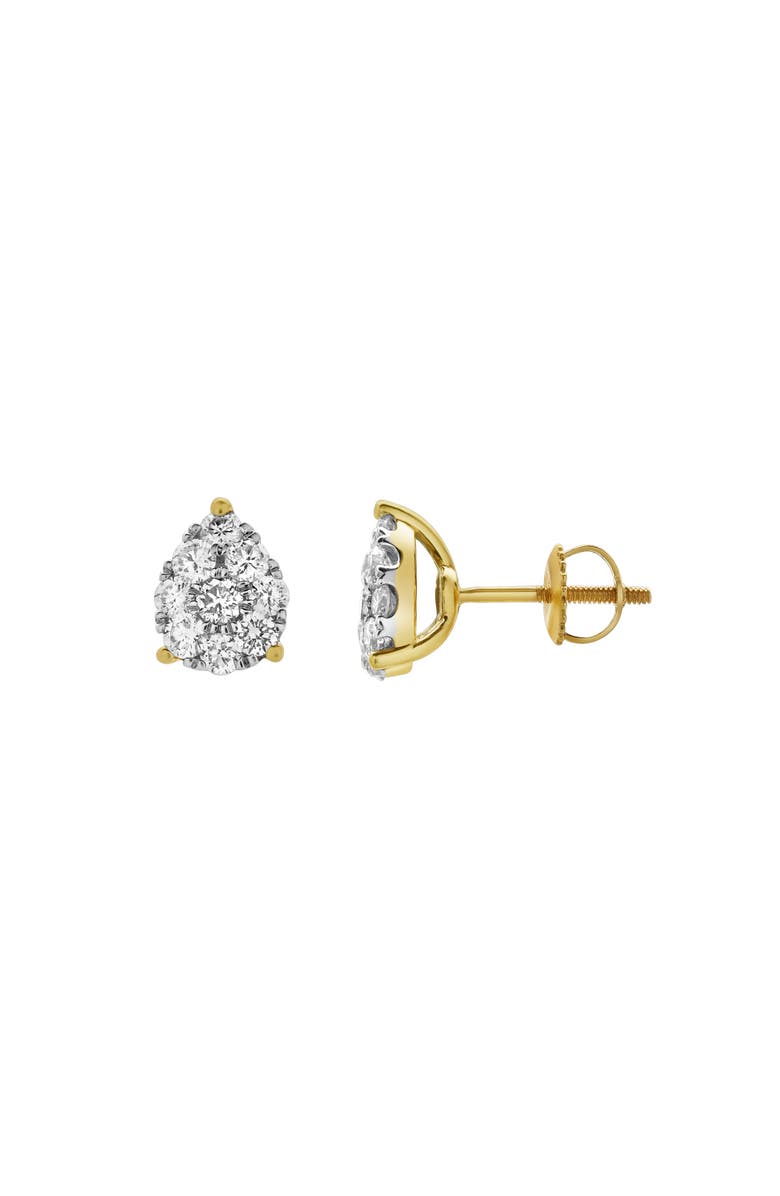 LuvMyJewelry Poire 14K Yellow Gold Cluster Lab Grown Diamond Unisex Earrings - 0.72 Cts, Alternate, color, 14K Yellow Gold