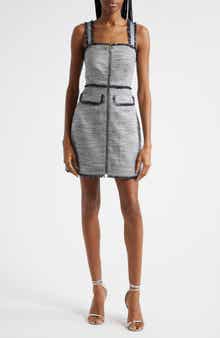 Cinq à Sept Odie Metallic Fringe Detail Cotton Blend Dress