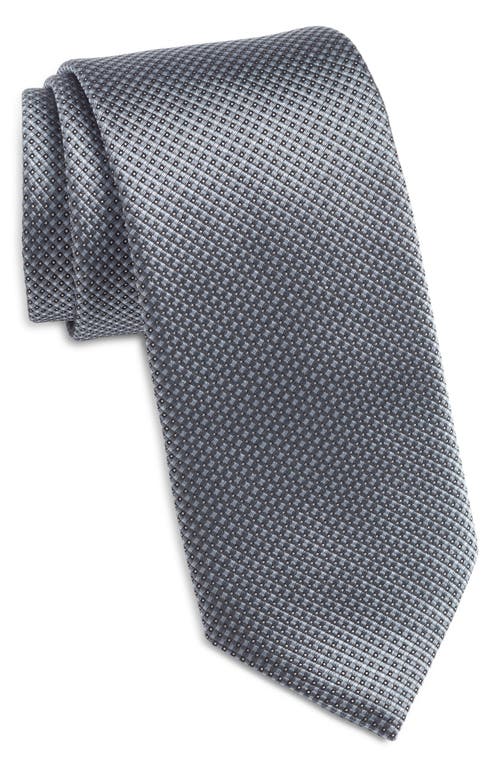 Hugo Boss Boss Micropattern Silk Blend Tie In Dark Grey